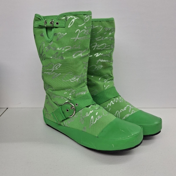 Boots green Funky unique mid shaft boots bootie size 11 nwot - Picture 3 of 16
